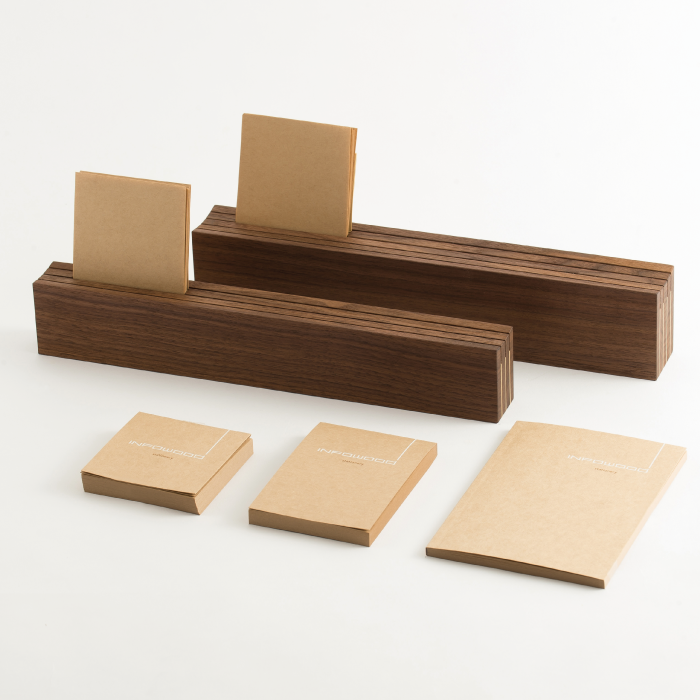 INFOWOOD ペンスタンド＋メモ帳　紙＋木製品のプロダクトデザイン（神戸）